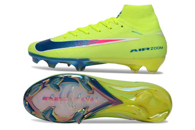Unisex Nike Air Zoom Mercurial Superfly 10 Elite FG Firm Ground High-Tops Football Boots - Green/Luminous Green/Blue Shift