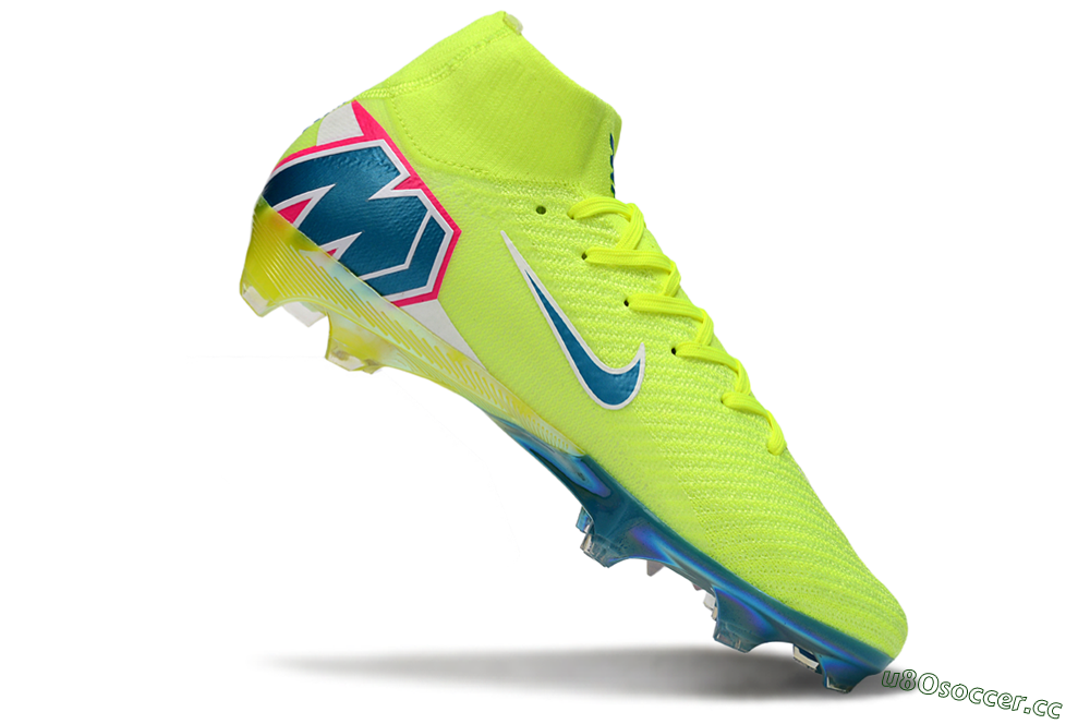 Unisex Nike Air Zoom Mercurial Superfly 10 Elite FG Firm Ground High-Tops Football Boots - Green/Luminous Green/Blue Shift 4