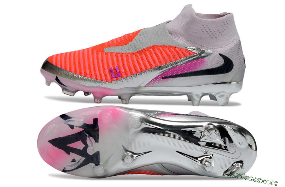 Unisex Nike Phantom 6 Elite FG Firm Ground High-Tops Football Boots - Orange/Hot Orange/Silver 1