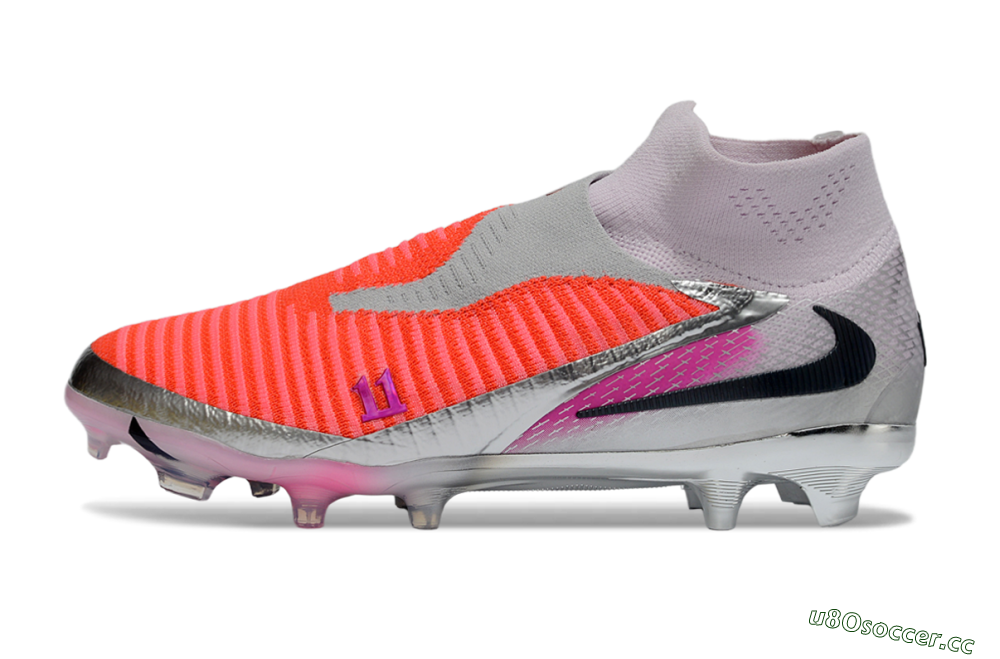 Unisex Nike Phantom 6 Elite FG Firm Ground High-Tops Football Boots - Orange/Hot Orange/Silver 0