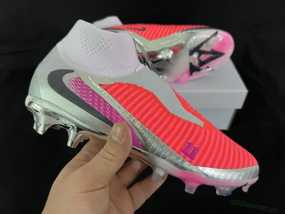 Unisex Nike Phantom 6 Elite FG Firm Ground High-Tops Football Boots - Orange/Hot Orange/Silver