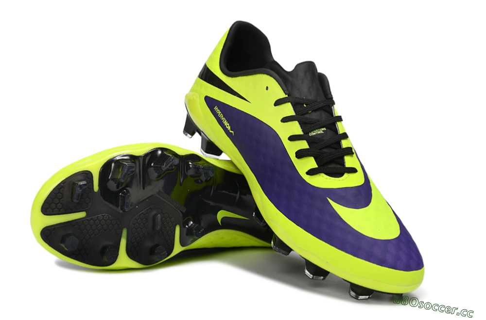 Men's Nike Hypervenom Phantom FG Firm Ground Low-Tops Football Boots - Yellow/Bright Yellow/Deep Purple 4