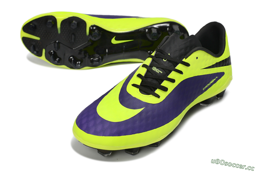 Men's Nike Hypervenom Phantom FG Firm Ground Low-Tops Football Boots - Yellow/Bright Yellow/Deep Purple 3