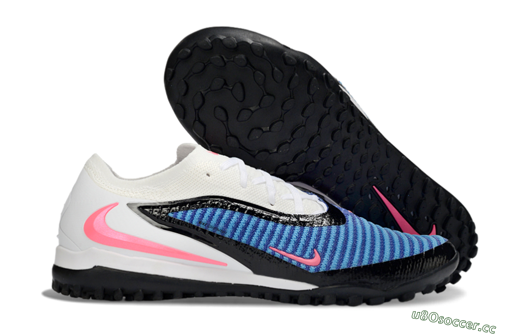 Men's Nike Phantom 6 Low Elite TF Artificial Turf Low-Tops Football Shoes - Blue/Electric Blue/Neon Pink 2