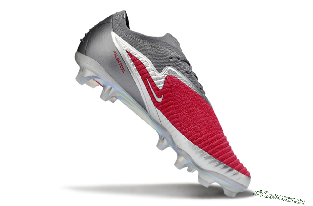 Unisex Nike Phantom 6 Low Elite FG Firm Ground Low-Tops Football Boots - Red/Crimson Red/Steel Grey 5