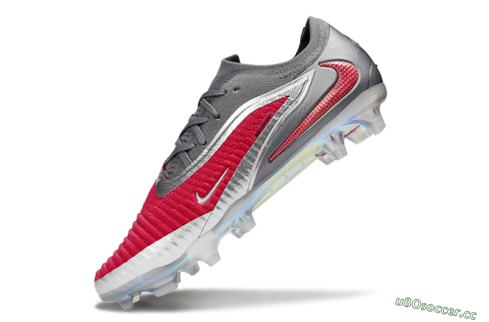 Unisex Nike Phantom 6 Low Elite FG Firm Ground Low-Tops Football Boots - Red/Crimson Red/Steel Grey 6