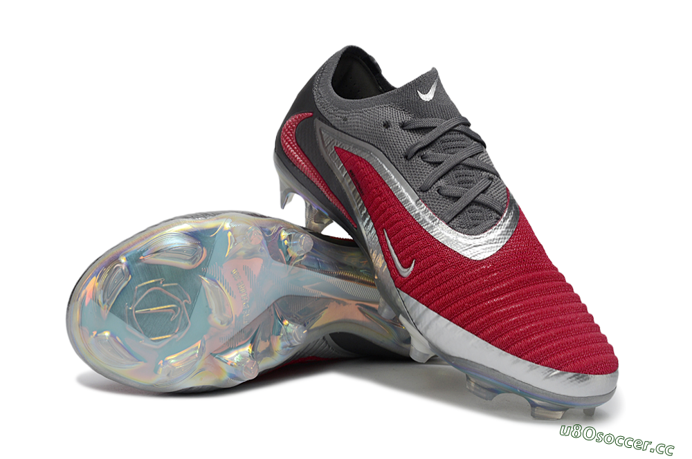 Unisex Nike Phantom 6 Low Elite FG Firm Ground Low-Tops Football Boots - Red/Crimson Red/Steel Grey 4