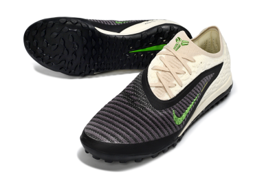 Men's Nike Phantom 6 Low Elite TF Artificial Turf Low-Tops Football Shoes - Black/Electric Green/Neutral Beige