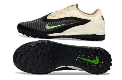 Men's Nike Phantom 6 Low Elite TF Artificial Turf Low-Tops Football Shoes - Black/Electric Green/Neutral Beige