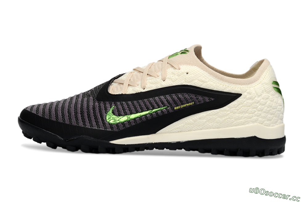Men's Nike Phantom 6 Low Elite TF Artificial Turf Low-Tops Football Shoes - Black/Electric Green/Neutral Beige 0