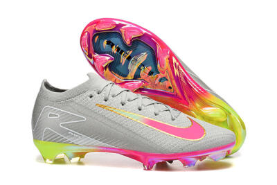 Men's Nike Air Zoom Mercurial Vapor 16 Elite FG Firm Ground Low-Tops Football Boots - Gray/Neon Pink/Neon Green