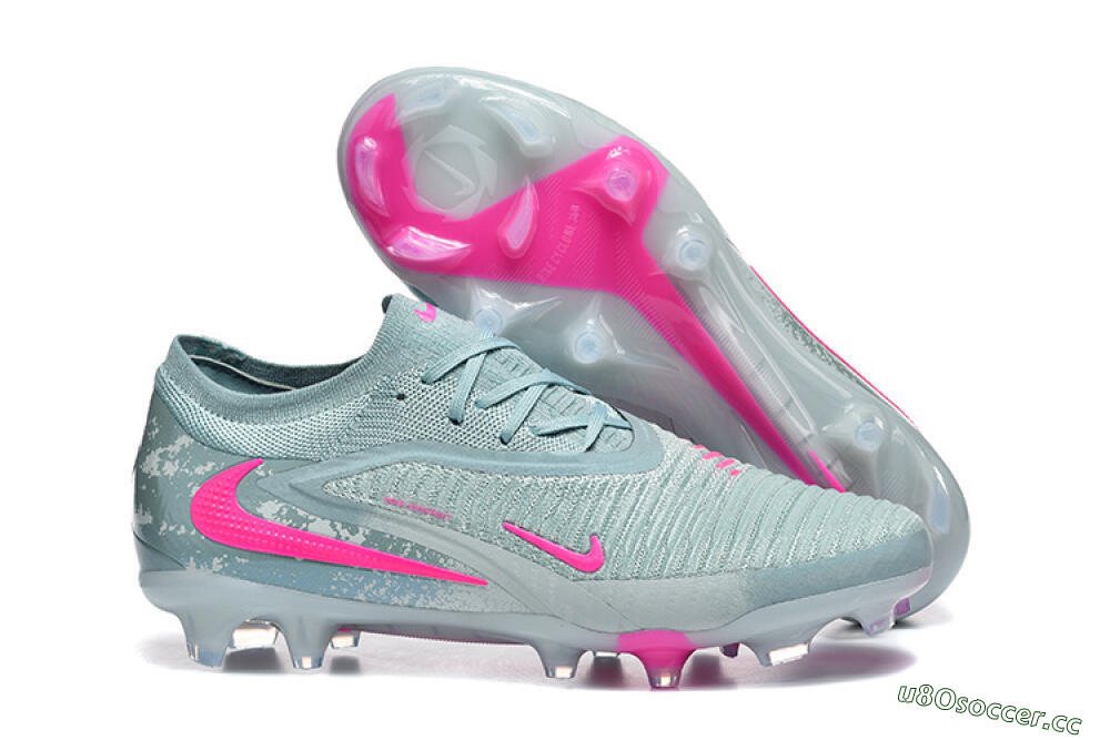 Unisex Nike Phantom 6 Low Elite FG Firm Ground Low-Tops Football Boots - Aqua/Bright Pink/Soft Gray 2