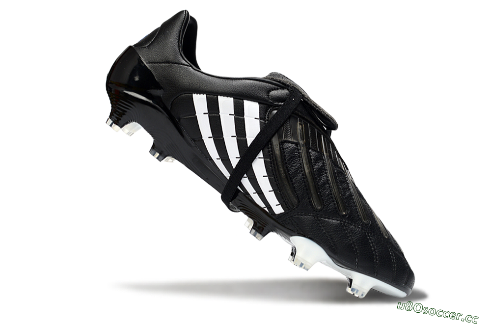 Men's Adidas Predator Accelerator Elite Fold-Over Tongue FG Firm Ground Low-Tops Football Boots - Black/Classic Black/White Strike 4