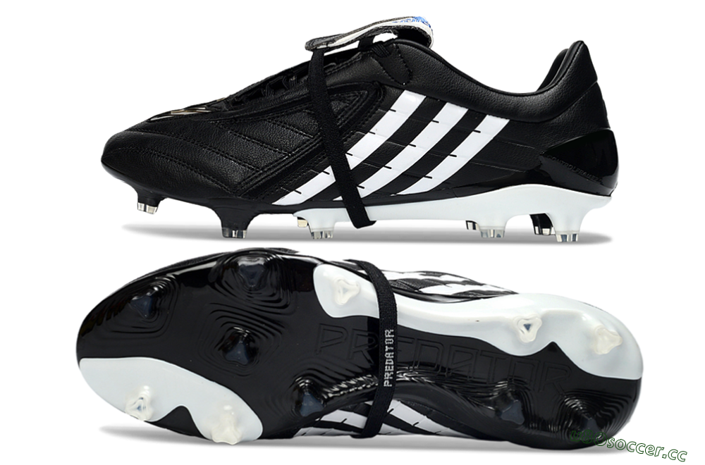 Men's Adidas Predator Accelerator Elite Fold-Over Tongue FG Firm Ground Low-Tops Football Boots - Black/Classic Black/White Strike 1