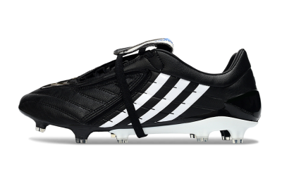 Men's Adidas Predator Accelerator Elite Fold-Over Tongue FG Firm Ground Low-Tops Football Boots - Black/Classic Black/White Strike