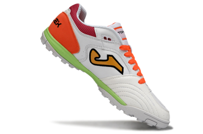Men's Joma Top Flex TF Artificial Turf Low-Tops Football Shoes - White/Orange Flare/Lime Green