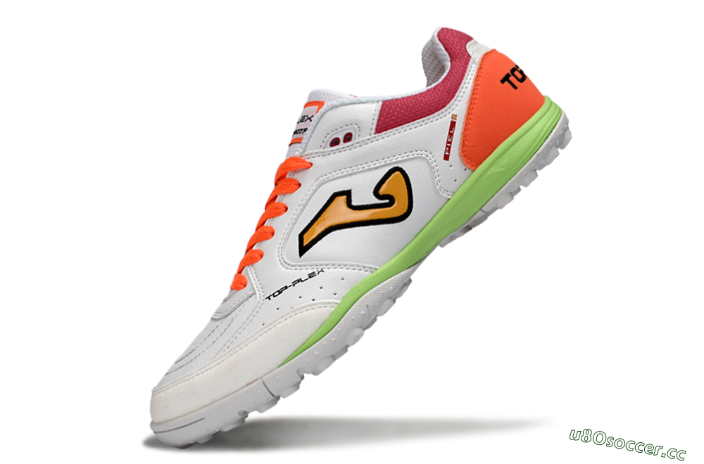 Men's Joma Top Flex TF Artificial Turf Low-Tops Football Shoes - White/Orange Flare/Lime Green 5