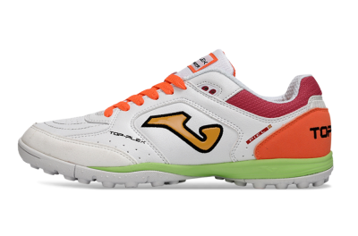 Men's Joma Top Flex TF Artificial Turf Low-Tops Football Shoes - White/Orange Flare/Lime Green