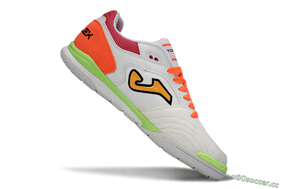 Men's Joma Top Flex IC Indoor & Futsal Low-Tops Football Shoes - White/Neon Green/Hot Pink 4