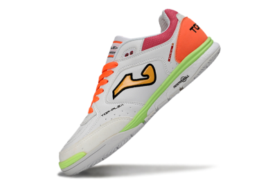 Men's Joma Top Flex IC Indoor & Futsal Low-Tops Football Shoes - White/Neon Green/Hot Pink