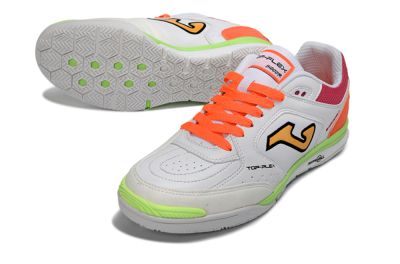 Men's Joma Top Flex IC Indoor & Futsal Low-Tops Football Shoes - White/Neon Green/Hot Pink