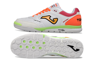 Men's Joma Top Flex IC Indoor & Futsal Low-Tops Football Shoes - White/Neon Green/Hot Pink