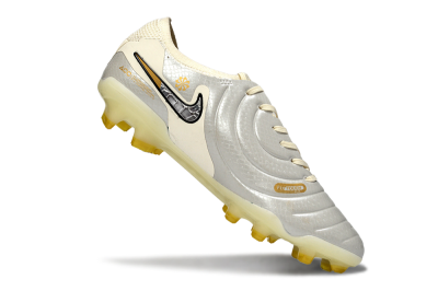 Men's Nike Tiempo Legend 10 Elite FG Firm Ground Low-Tops Football Boots - White/Ivory Mist/Black Gold