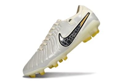 Men's Nike Tiempo Legend 10 Elite FG Firm Ground Low-Tops Football Boots - White/Ivory Mist/Black Gold