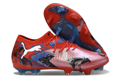 Men's Puma Future 8 Ultimate FG Firm Ground Low-Tops Football Boots - Red/Electric Blue/Fiery Red