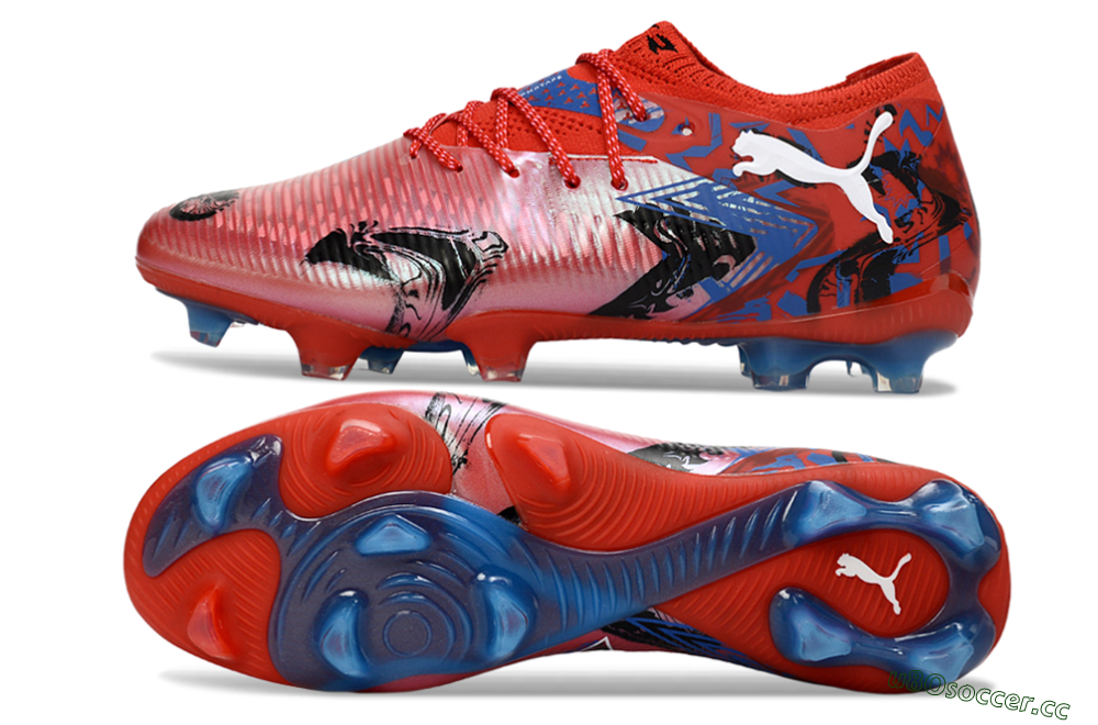 Men's Puma Future 8 Ultimate FG Firm Ground Low-Tops Football Boots - Red/Electric Blue/Fiery Red 1