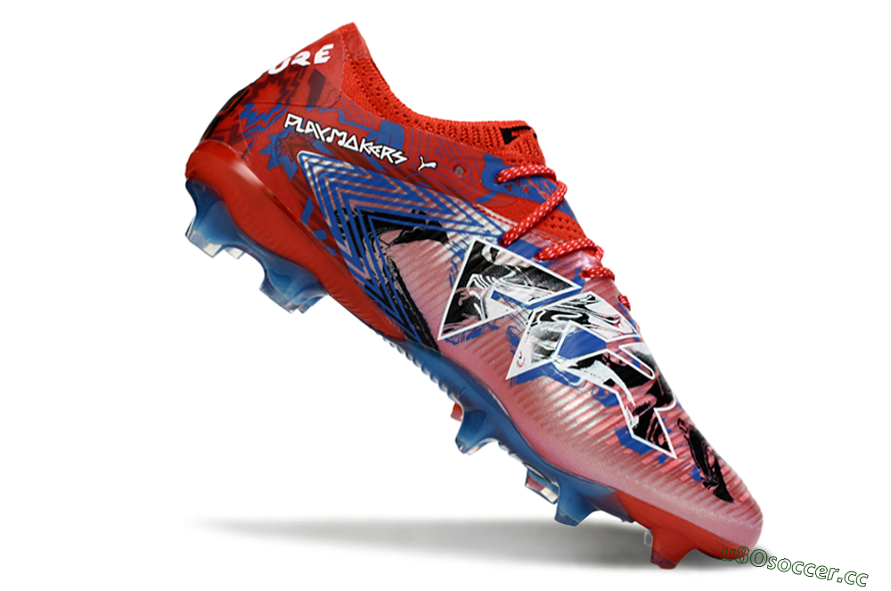 Men's Puma Future 8 Ultimate FG Firm Ground Low-Tops Football Boots - Red/Electric Blue/Fiery Red 4