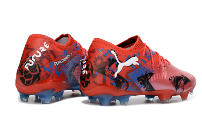 Men's Puma Future 8 Ultimate FG Firm Ground Low-Tops Football Boots - Red/Electric Blue/Fiery Red
