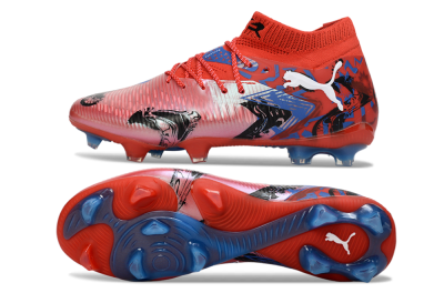 Men's Puma Future 8 Ultimate FG Firm Ground Low-Tops Football Boots - Red/Electric Blue/Black