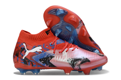 Men's Puma Future 8 Ultimate FG Firm Ground Low-Tops Football Boots - Red/Electric Blue/Black