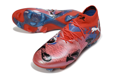 Men's Puma Future 8 Ultimate FG Firm Ground Low-Tops Football Boots - Red/Electric Blue/Black