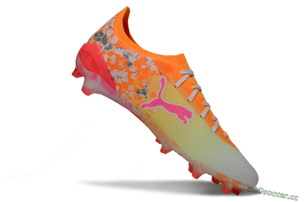 Men's Puma Ultra Ultimate FG Firm Ground Low-Tops Football Boots - Orange/Flamingo Pink/Golden Yellow 4