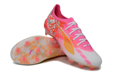 Men's Puma Ultra Ultimate FG Firm Ground Low-Tops Football Boots - Orange/Flamingo Pink/Golden Yellow