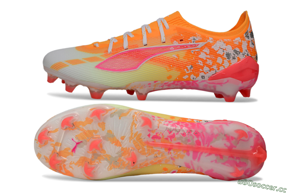 Men's Puma Ultra Ultimate FG Firm Ground Low-Tops Football Boots - Orange/Flamingo Pink/Golden Yellow 1