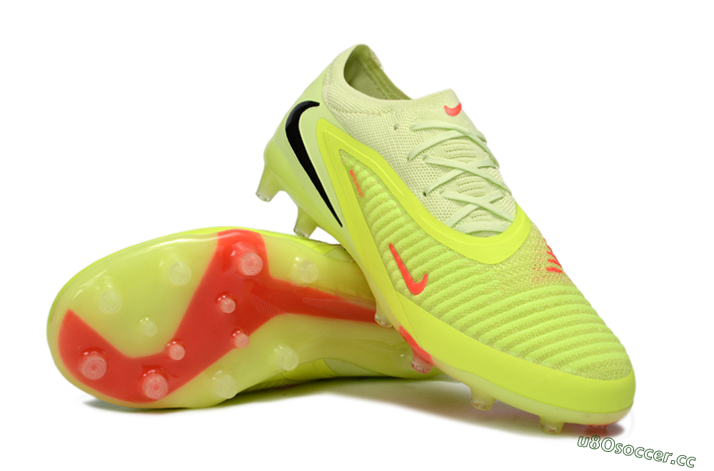 Unisex Nike Phantom 6 Low Elite AG Artificial Grass Low-Tops Football Boots - Yellow/Neon Yellow/Coral Red 3