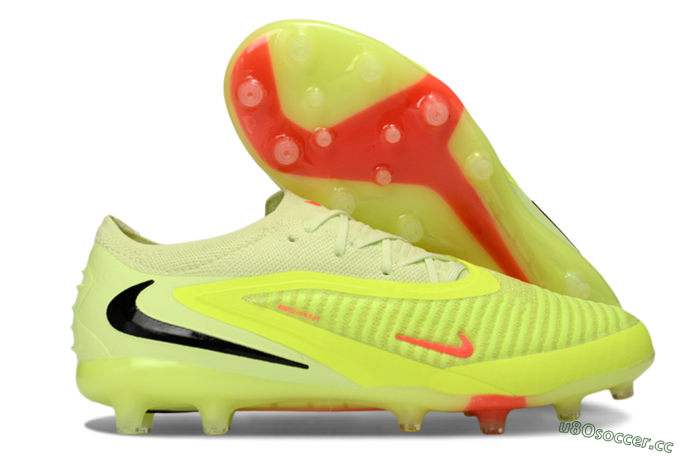 Unisex Nike Phantom 6 Low Elite AG Artificial Grass Low-Tops Football Boots - Yellow/Neon Yellow/Coral Red 2