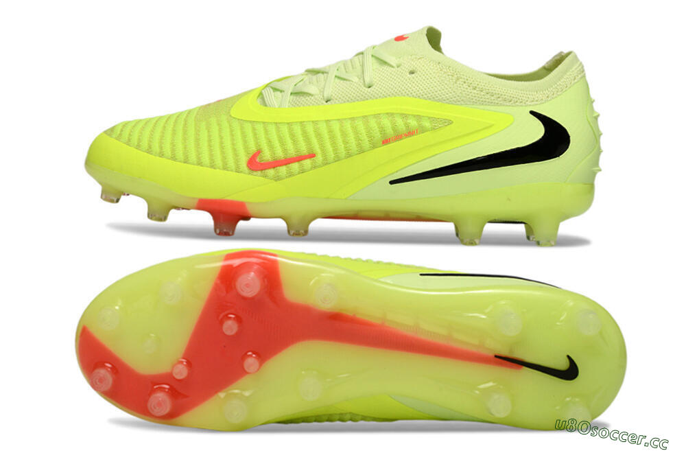 Unisex Nike Phantom 6 Low Elite AG Artificial Grass Low-Tops Football Boots - Yellow/Neon Yellow/Coral Red 1