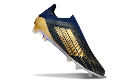 Men's Adidas F50 Elite Laceless FG Firm Ground Low-Tops Football Boots - Navy/Gold Metallic/Dazzling Rainbow