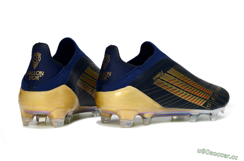 Men's Adidas F50 Elite Laceless FG Firm Ground Low-Tops Football Boots - Navy/Gold Metallic/Dazzling Rainbow 6