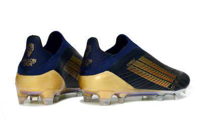 Men's Adidas F50 Elite Laceless FG Firm Ground Low-Tops Football Boots - Navy/Gold Metallic/Dazzling Rainbow