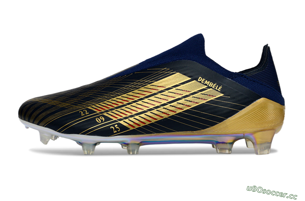 Men's Adidas F50 Elite Laceless FG Firm Ground Low-Tops Football Boots - Navy/Gold Metallic/Dazzling Rainbow 0