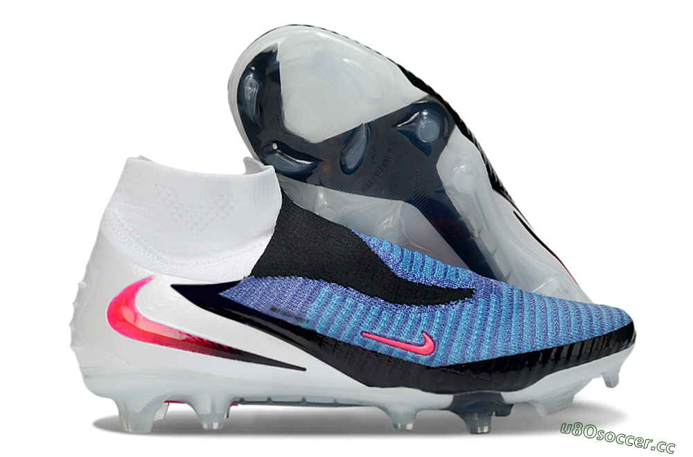 Unisex Nike Phantom 6 High Elite FG Firm Ground High-Tops Football Boots - Blue/Electric Blue/Hot Pink 2