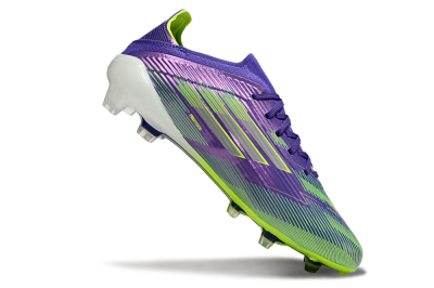 Unisex Adidas F50 Elite FG Firm Ground Low-Tops Football Boots - Purple/Lime Green/Electric Purple