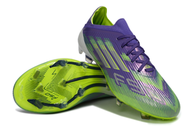 Unisex Adidas F50 Elite FG Firm Ground Low-Tops Football Boots - Purple/Lime Green/Electric Purple