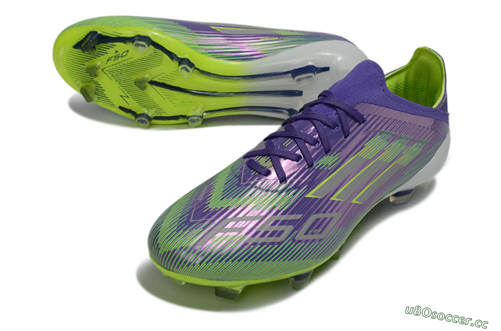 Unisex Adidas F50 Elite FG Firm Ground Low-Tops Football Boots - Purple/Lime Green/Electric Purple 3