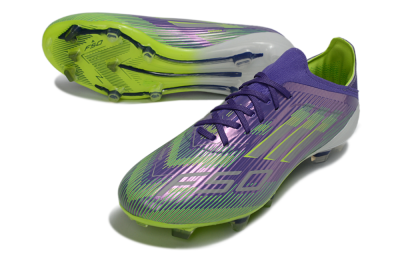 Unisex Adidas F50 Elite FG Firm Ground Low-Tops Football Boots - Purple/Lime Green/Electric Purple